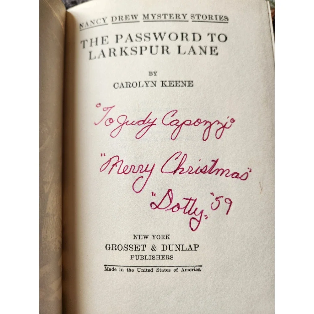 1959 Nancy Drew‎ The Password to Larkspur Lane HC w/ Dust Jacket Blue Tweed VG